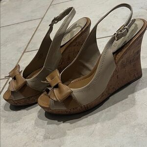 Unisa Tan and Cream Wedge Sandals